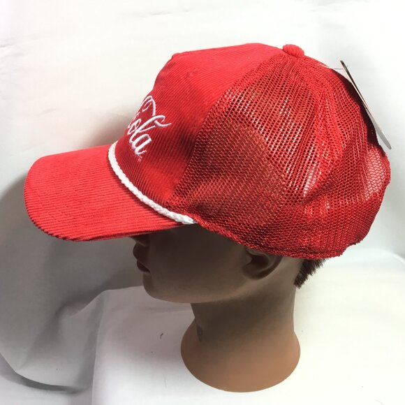 NEW Coca -Cola Hat Cap Red White Rope Snapback Adjustable Corduroy OSFM NWT - Picture 2 of 8